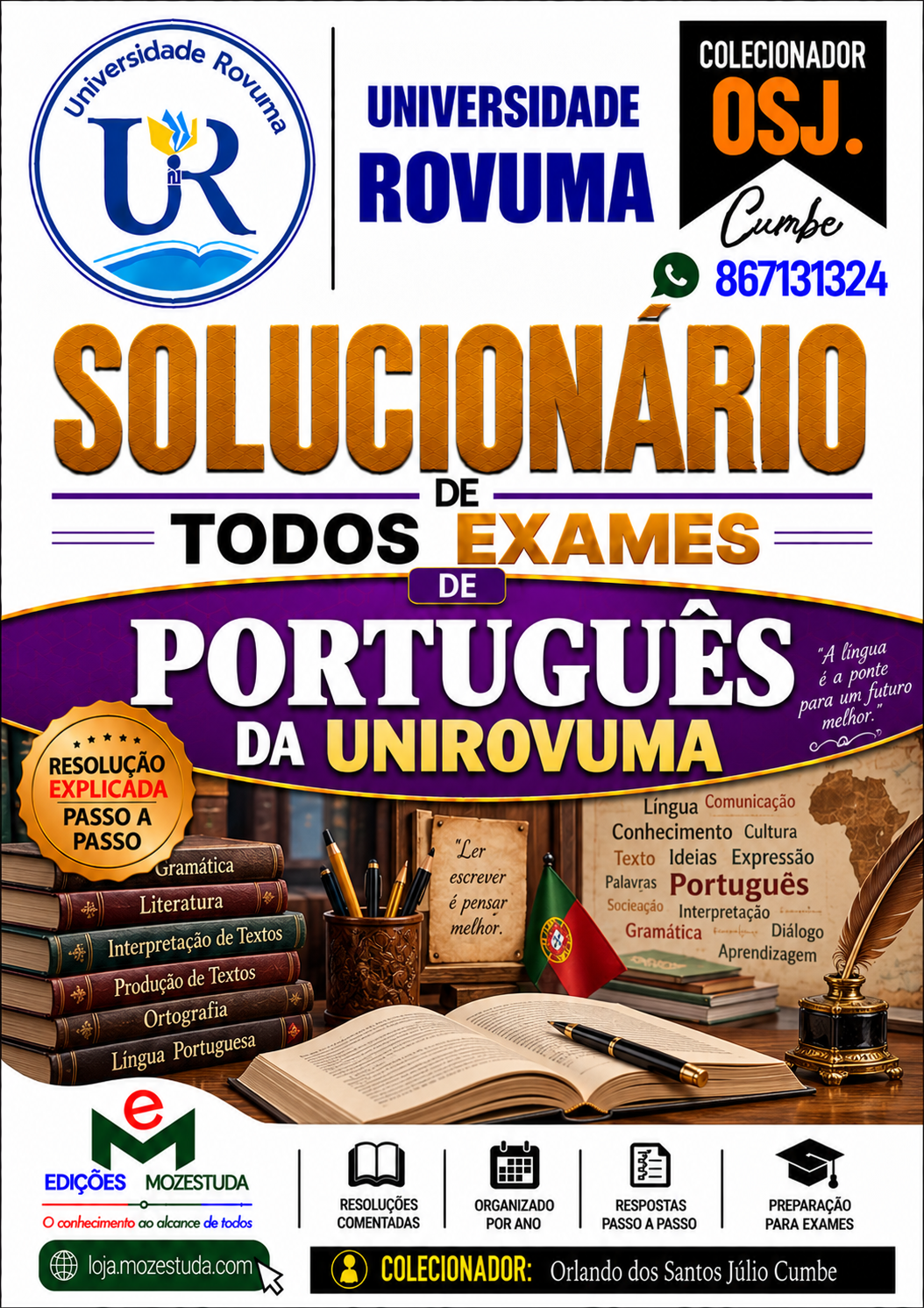 Solucionário de Exames de Português da UniRovuma em PDF (Livro Resolução)