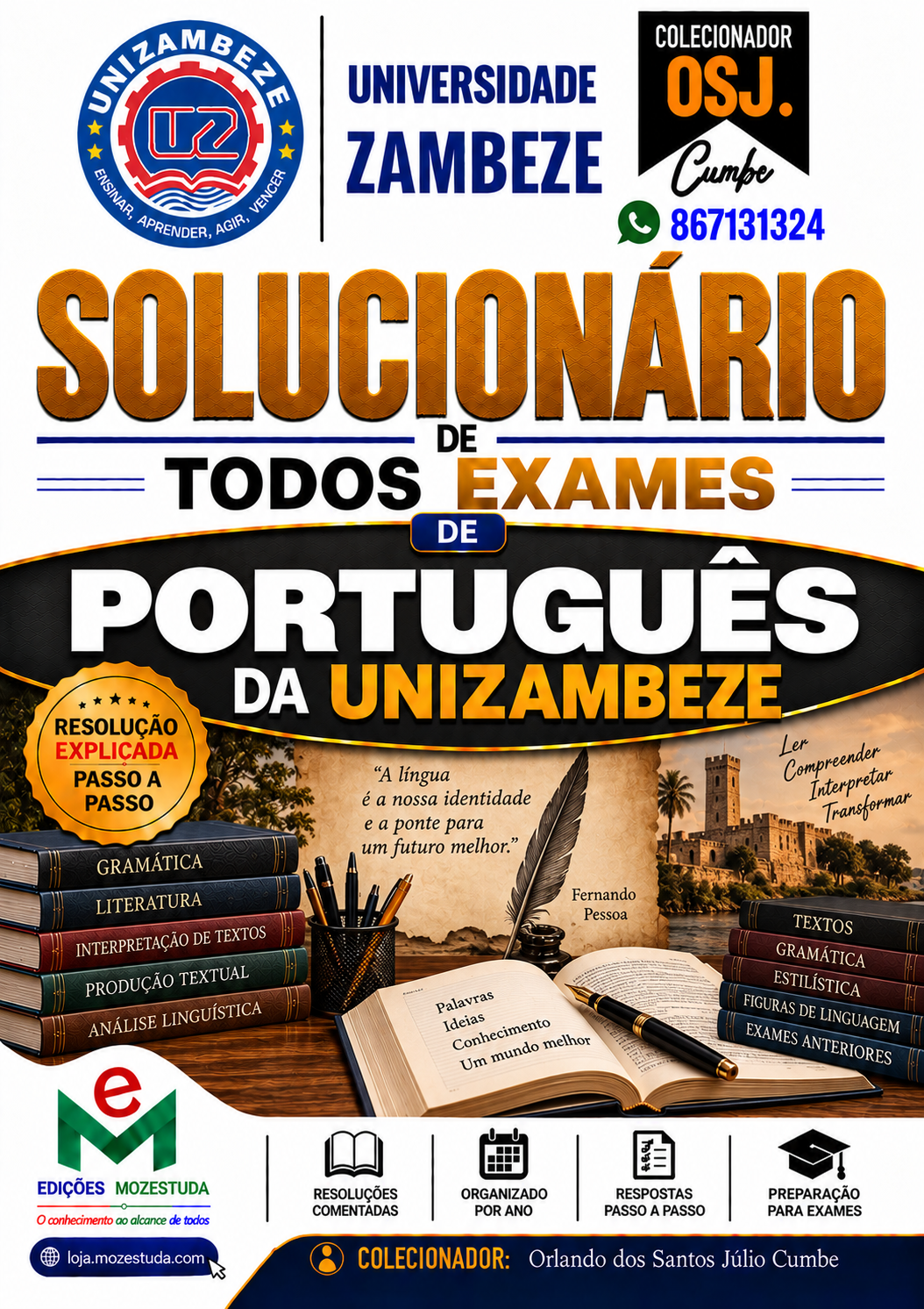 Solucionário de Exames de Português da UniZambeze em PDF (Livro Resolução)