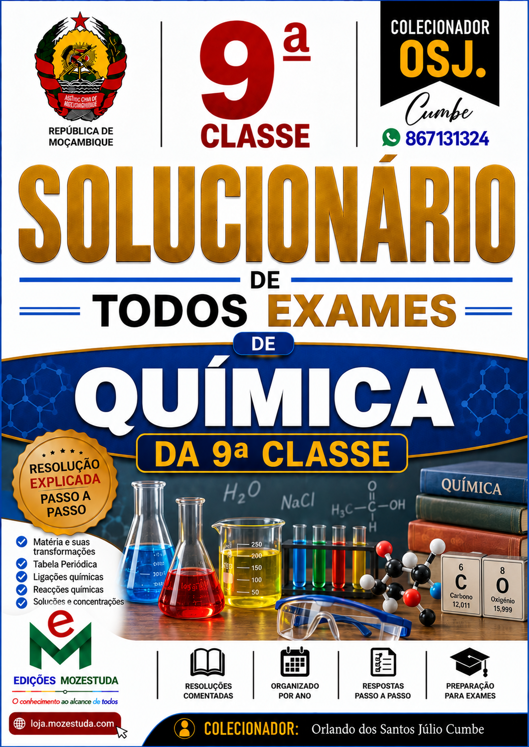 Solucionário de Exames Finais de Química da 9ª Classe em PDF (Livro Resolução)