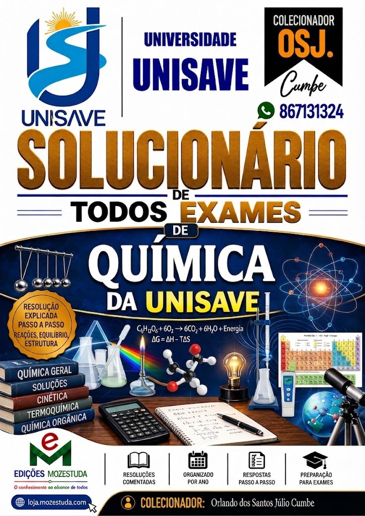 Solucionário de Exames de Química da UniSave em PDF (Livro Resolução)